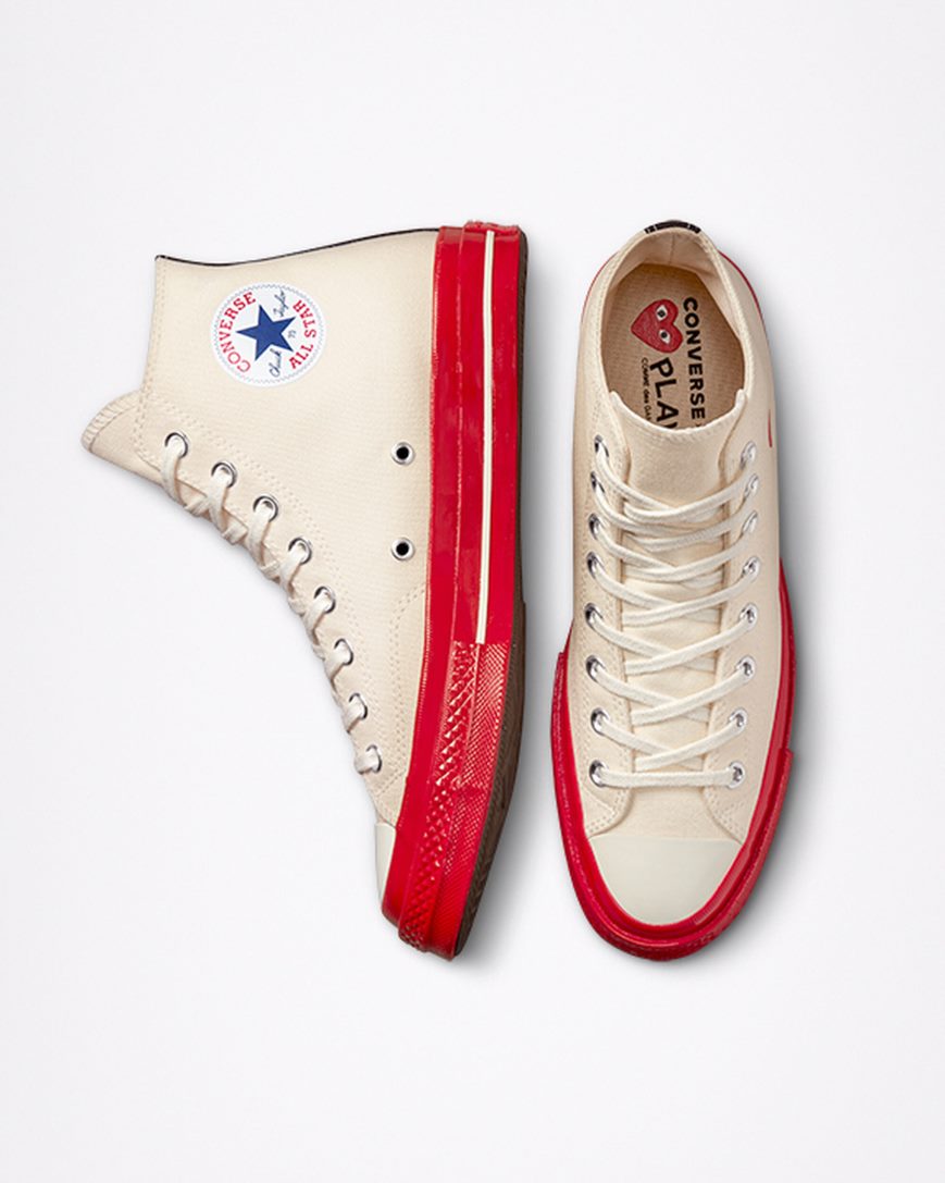 Women's Converse x Comme des Garçons PLAY Chuck 70 High Top Shoes Red | AU 38CE4V